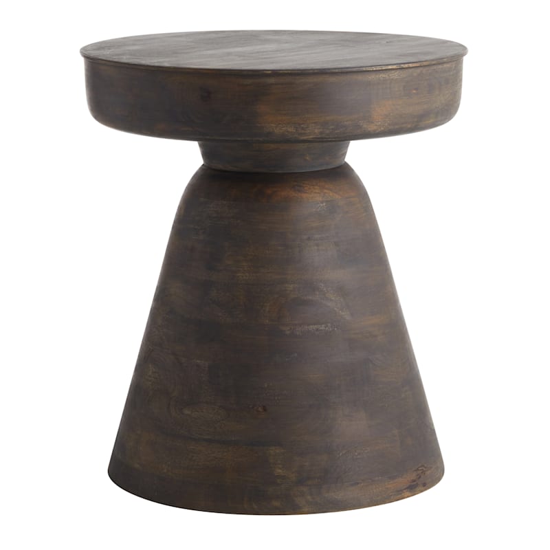 Found & Fable Dark Brown Wood Accent Table, 16x18