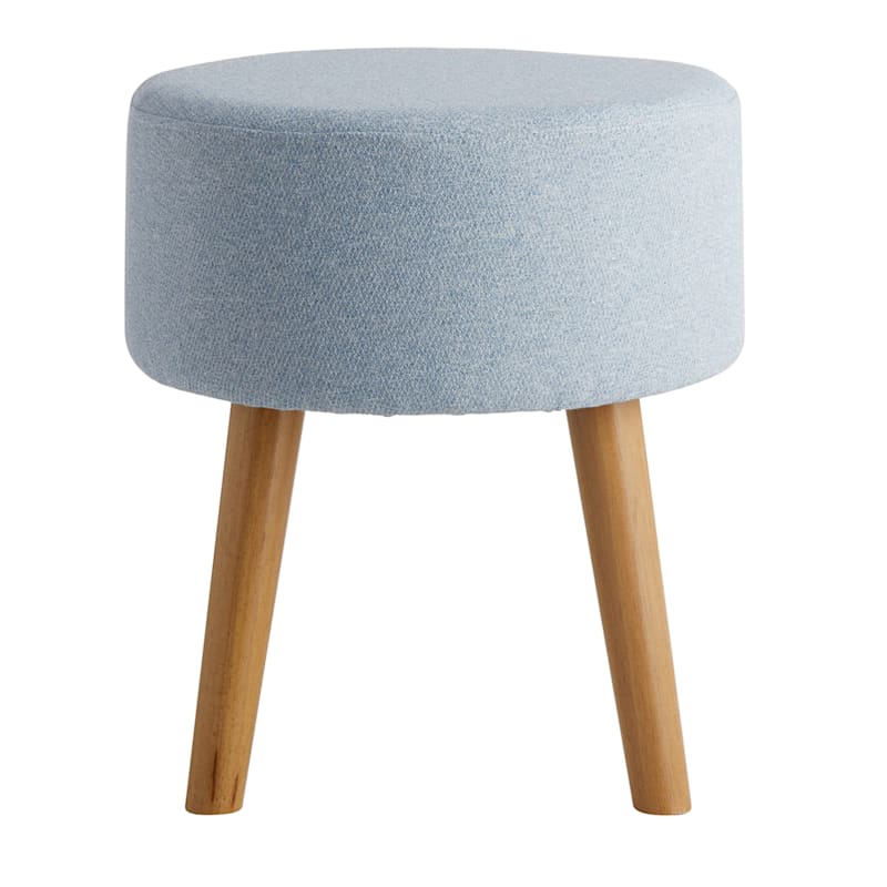 Emmy Stool with Wooden Legs, Light Blue