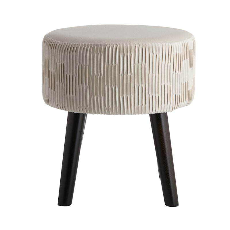 Emmy Stool with Black Wooden Legs, Taupe Velvet