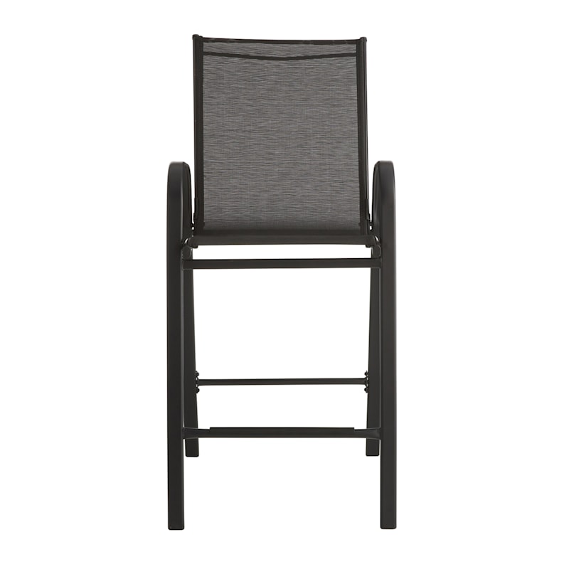 Stackable Sling Patio Barstool, Black