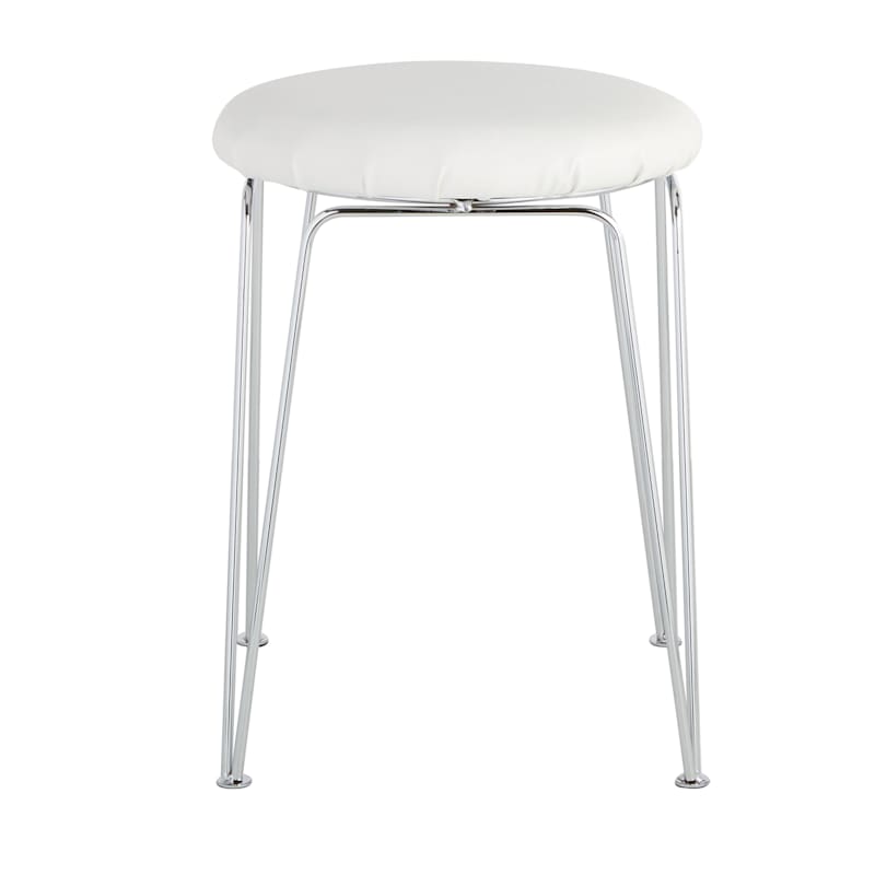 Penna Vanity Stool, Chrome & White
