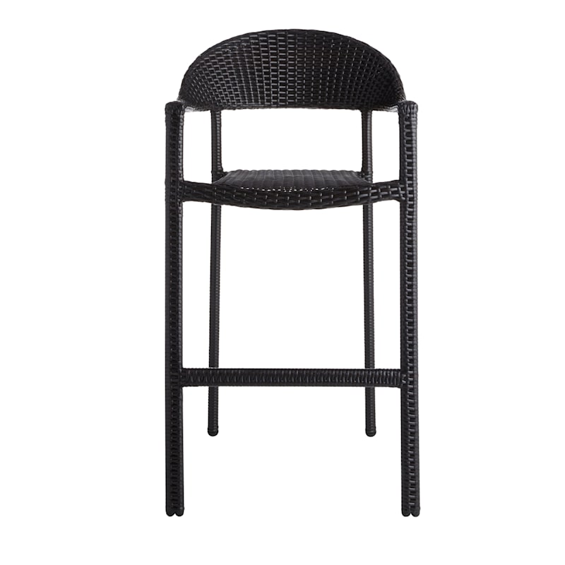 Woodhill Round Back Wicker Barstool, Brown