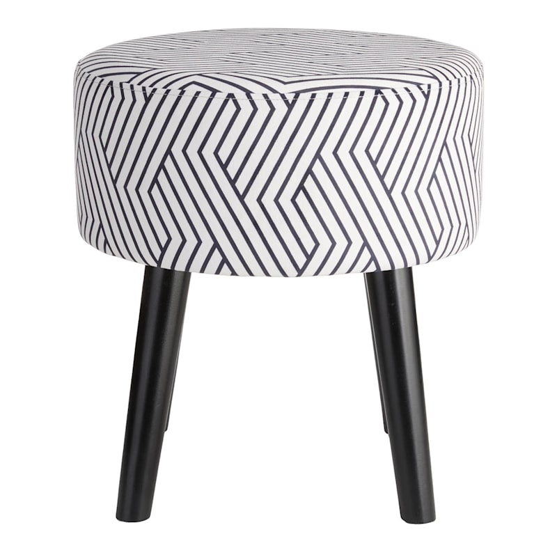 Emmy Stool with Black Wooden Legs, Black Lines
