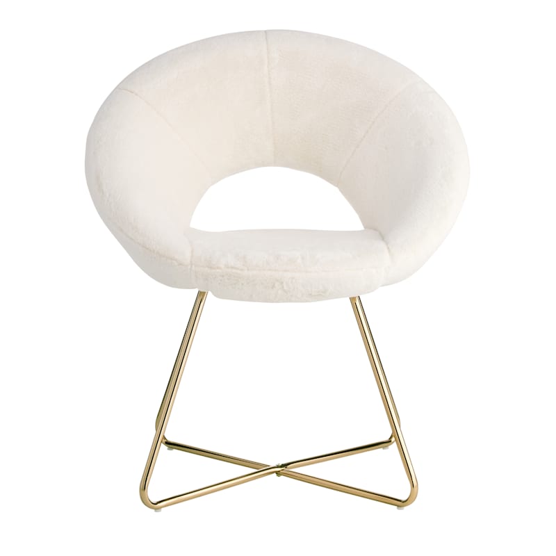 Felicity Faux Fur Accent Chair, Cream