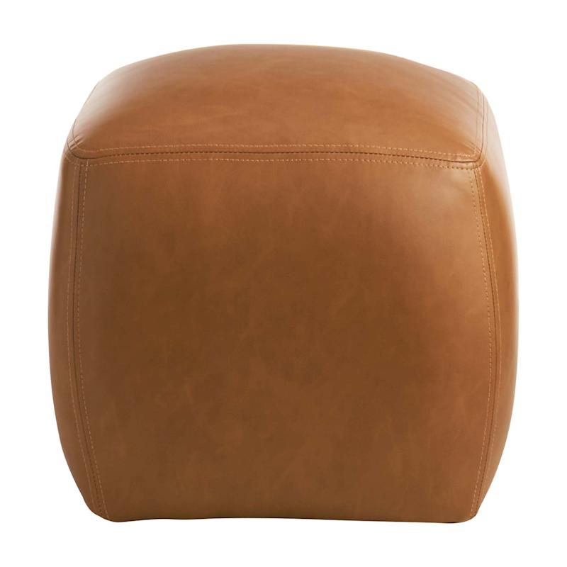 Honeybloom Beau Faux Leather Ottoman, Cognac