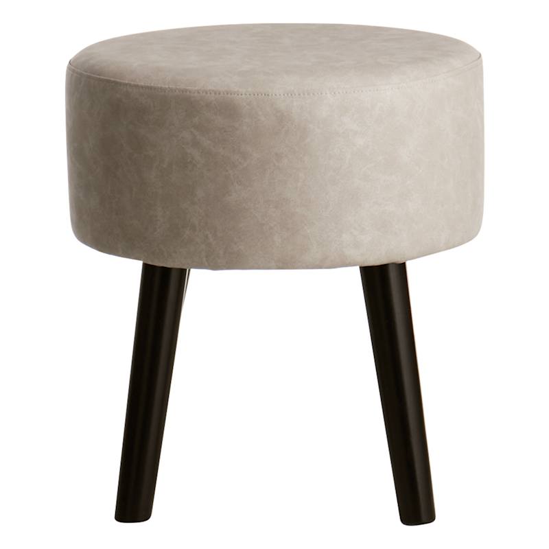 Emmy Stool with Black Wooden Legs, Grey Faux Leather