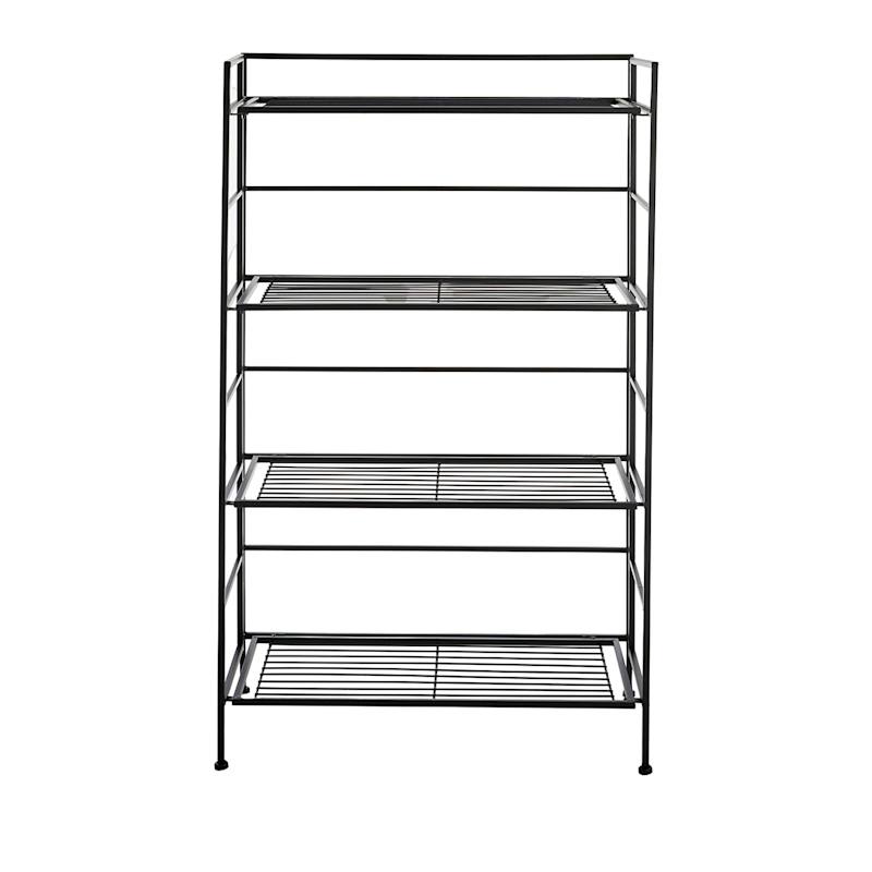 4-Tier Metal Folding Rack with Wire Shelves