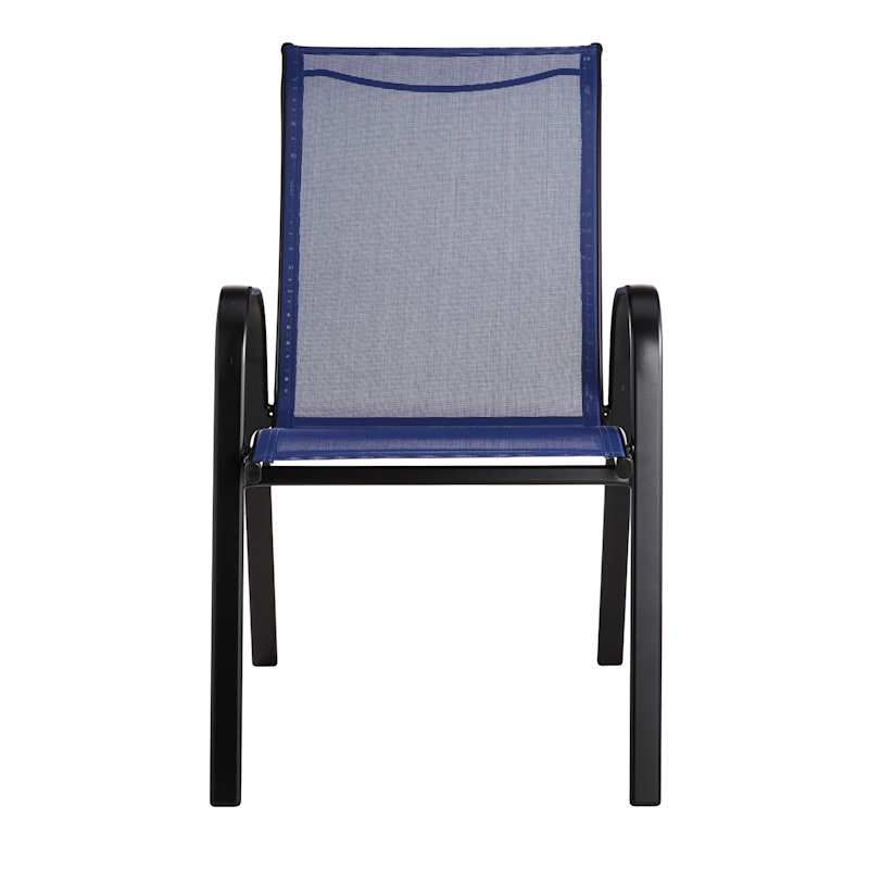 Stackable Sling Patio Chair, Navy Blue