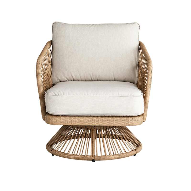 Paloma Swivel Patio Armchair Taupe Wicker with Sand Cushions