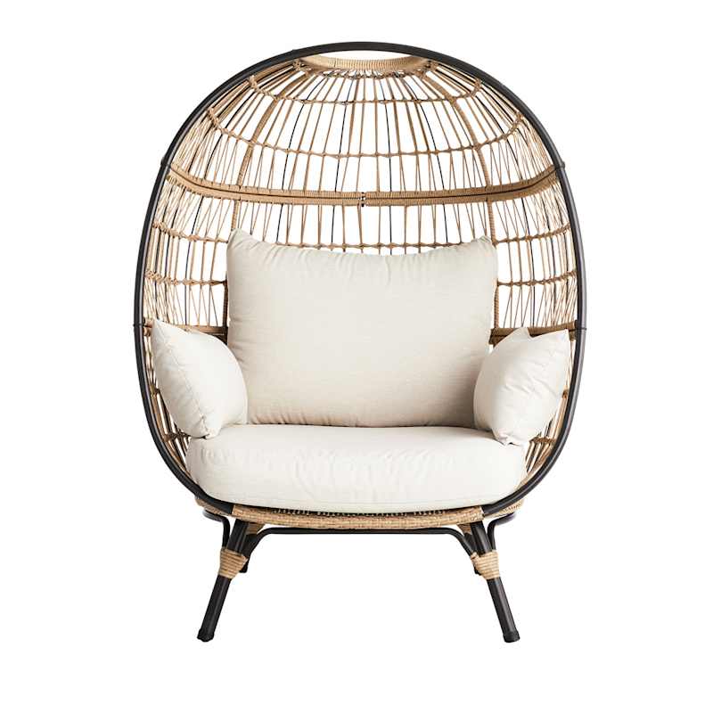Paloma Taupe Wicker with Sand Cushions Oversized Patio Egg Chair