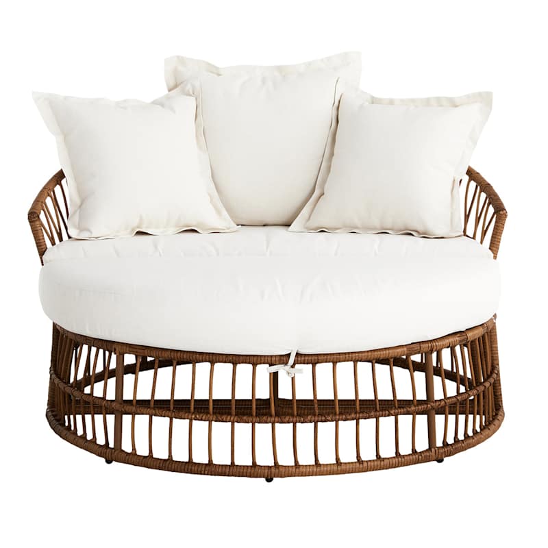 Found & Fable Puebla Day Bed Natural Wicker with Natural Canvas Cushions 2-Piece Set
