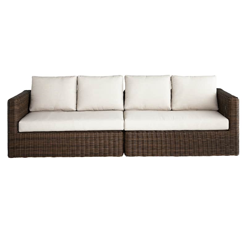 2-Piece Highland Brown Wicker with Sand Cushions Patio Sofa