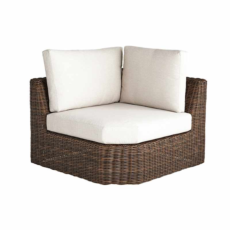 Highland Brown Wicker with Sand Cushions Corner Patio Chair