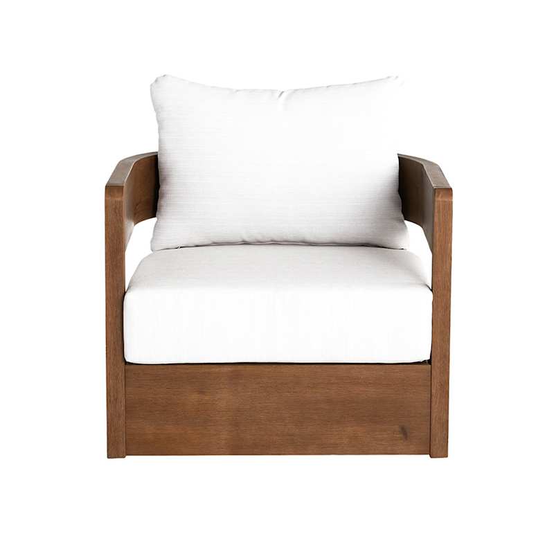 Oakes Driftwood Finish Acacia Wood with Ash Cushions Swivel Patio Armchair