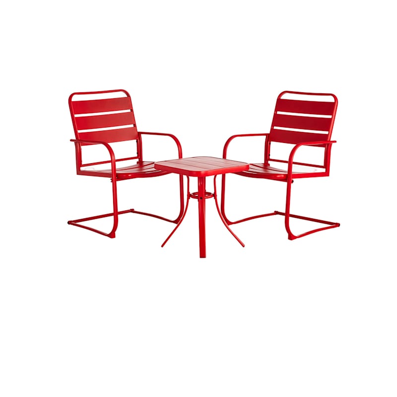Sunny Club 3-Piece Metal Patio Chat Set, Red