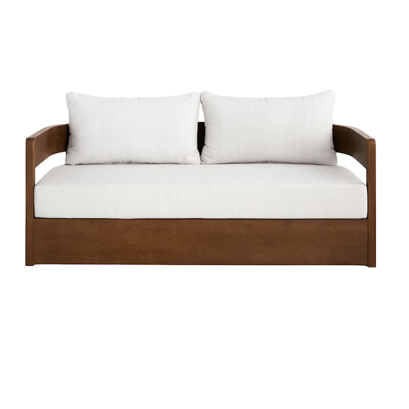 Oakes Driftwood Finish Acacia Wood Patio Sofa with Ash Cushions