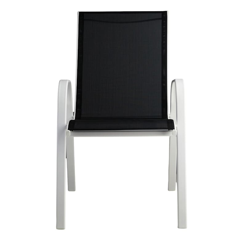 Stackable Sling Patio Chair, Black & White