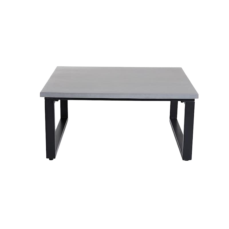 Soho Black Metal with Cement Top Patio Coffee Table