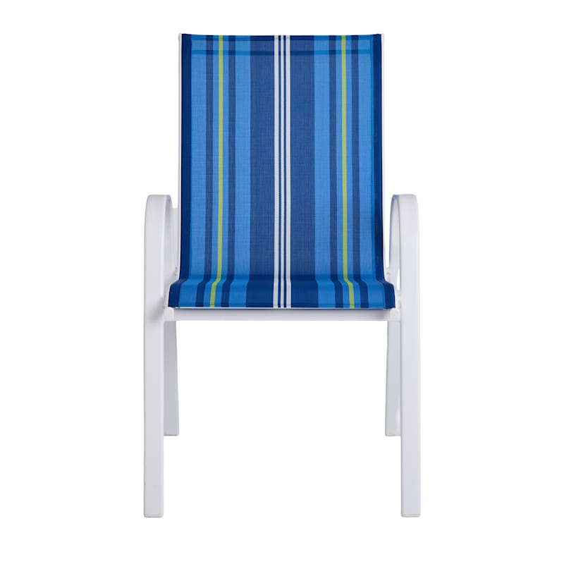 Stackable Sling Patio Chair, Ocean Stripe