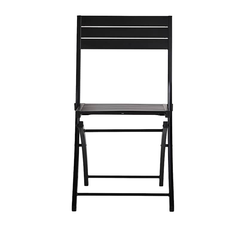 Crosby St. Slat Metal Patio Folding Chair, Black