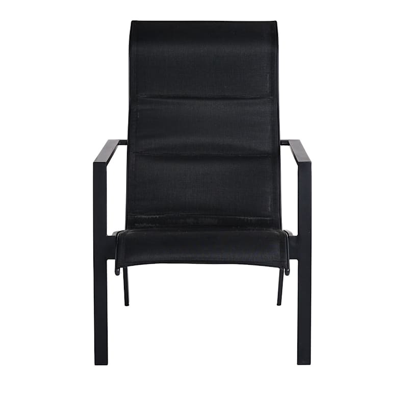 Padded Sling Lounge Chair, Black