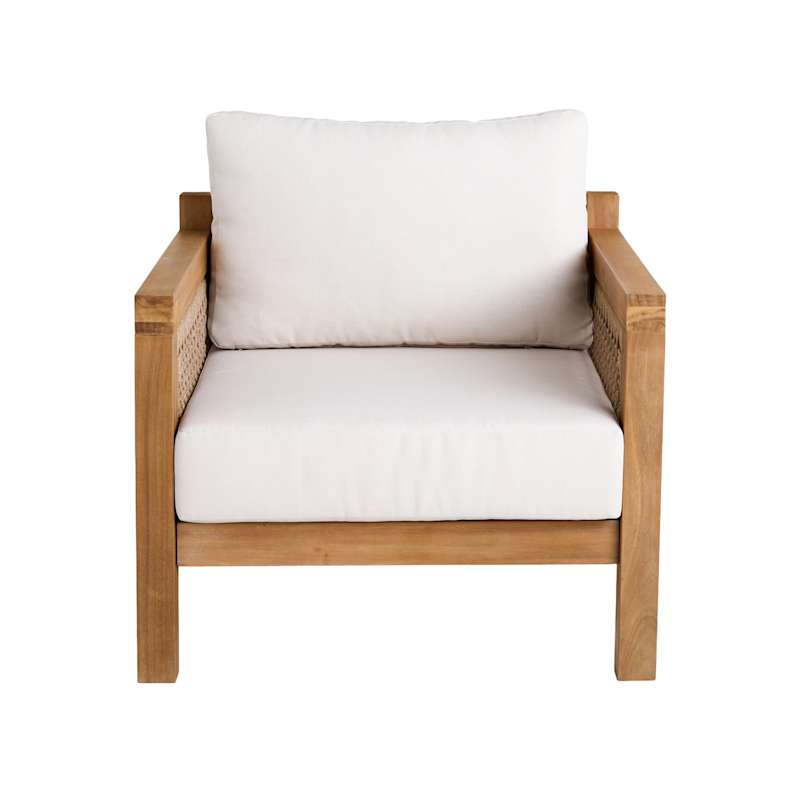 Haven Blonde Acacia Wood with Natural Canvas Cushions Patio Armchair
