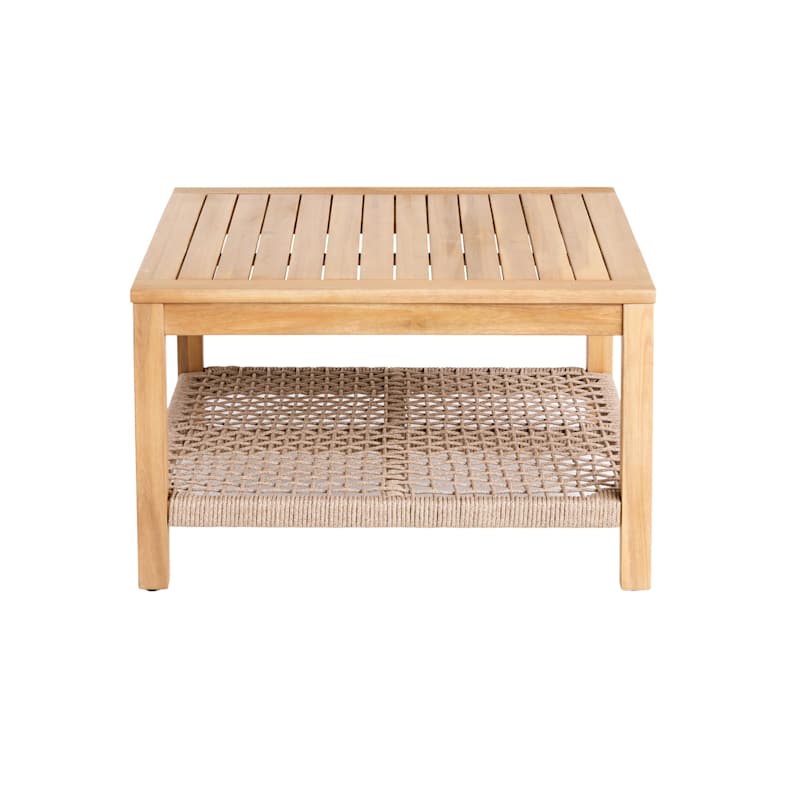 Haven Blonde Acacia Wood & Tan Rope Patio Coffee Table