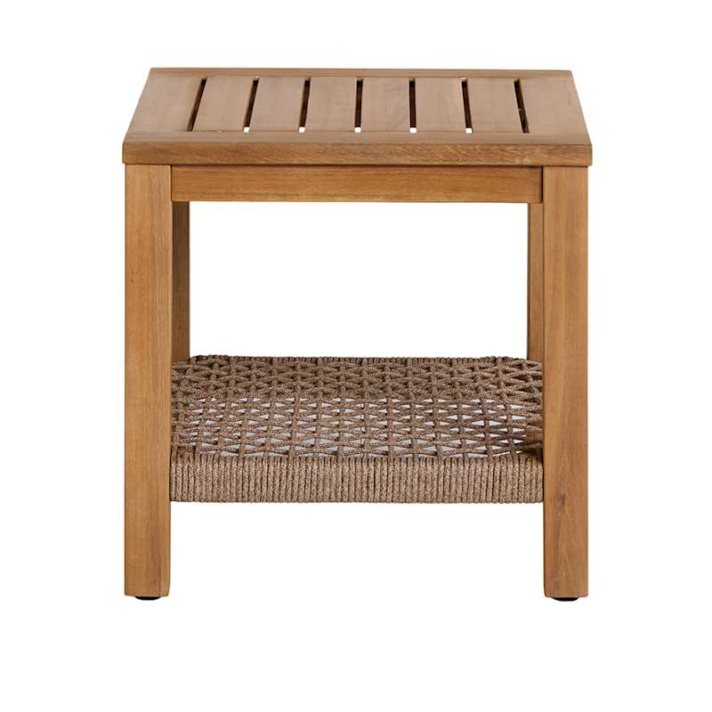 Haven Blonde Acacia Wood & Tan Rope Patio Side Table
