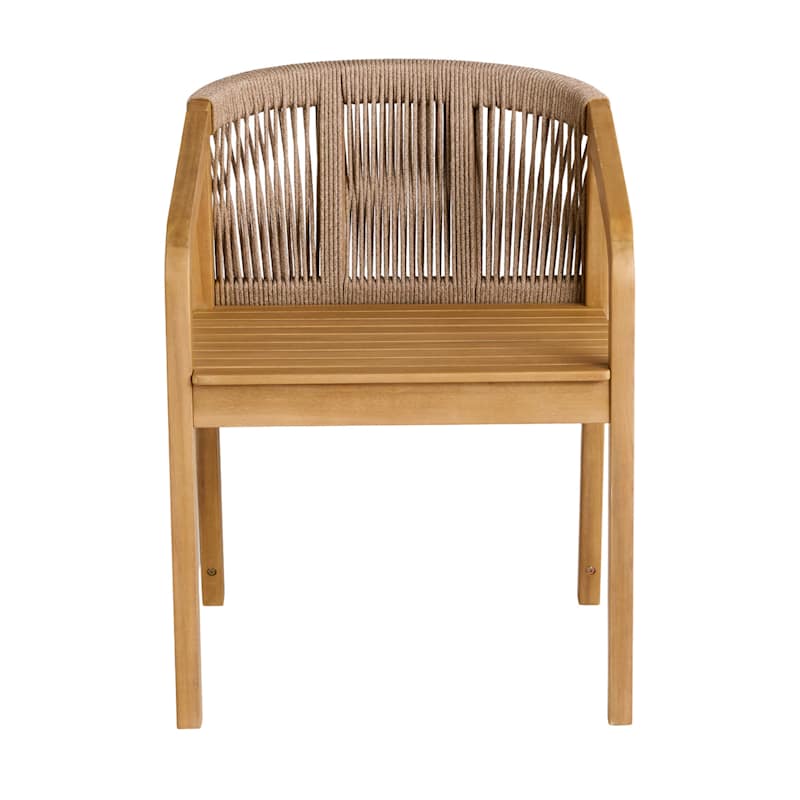 Haven Blonde Acacia Wood & Tan Rope Patio Dining Chair