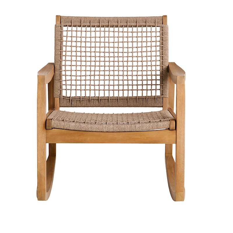 Haven Blonde Acacia Wood & Tan Rope Rocking Patio Chair