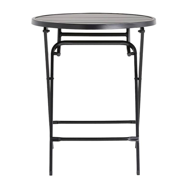 Crosby St. Slat Metal Patio Folding Table, Black