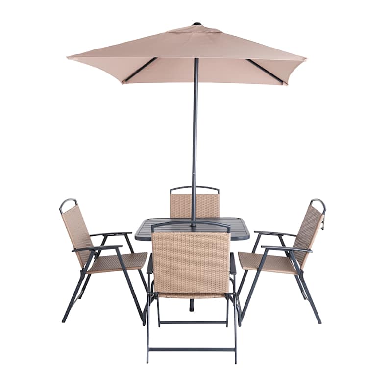 Fairport 6-Piece Brown Wicker & Bronze Metal Patio Dining Set