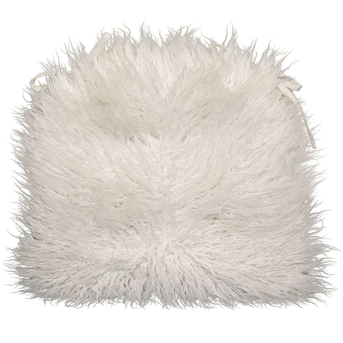 Mongolian Faux Fur with White Ties Dining Chair Cushion