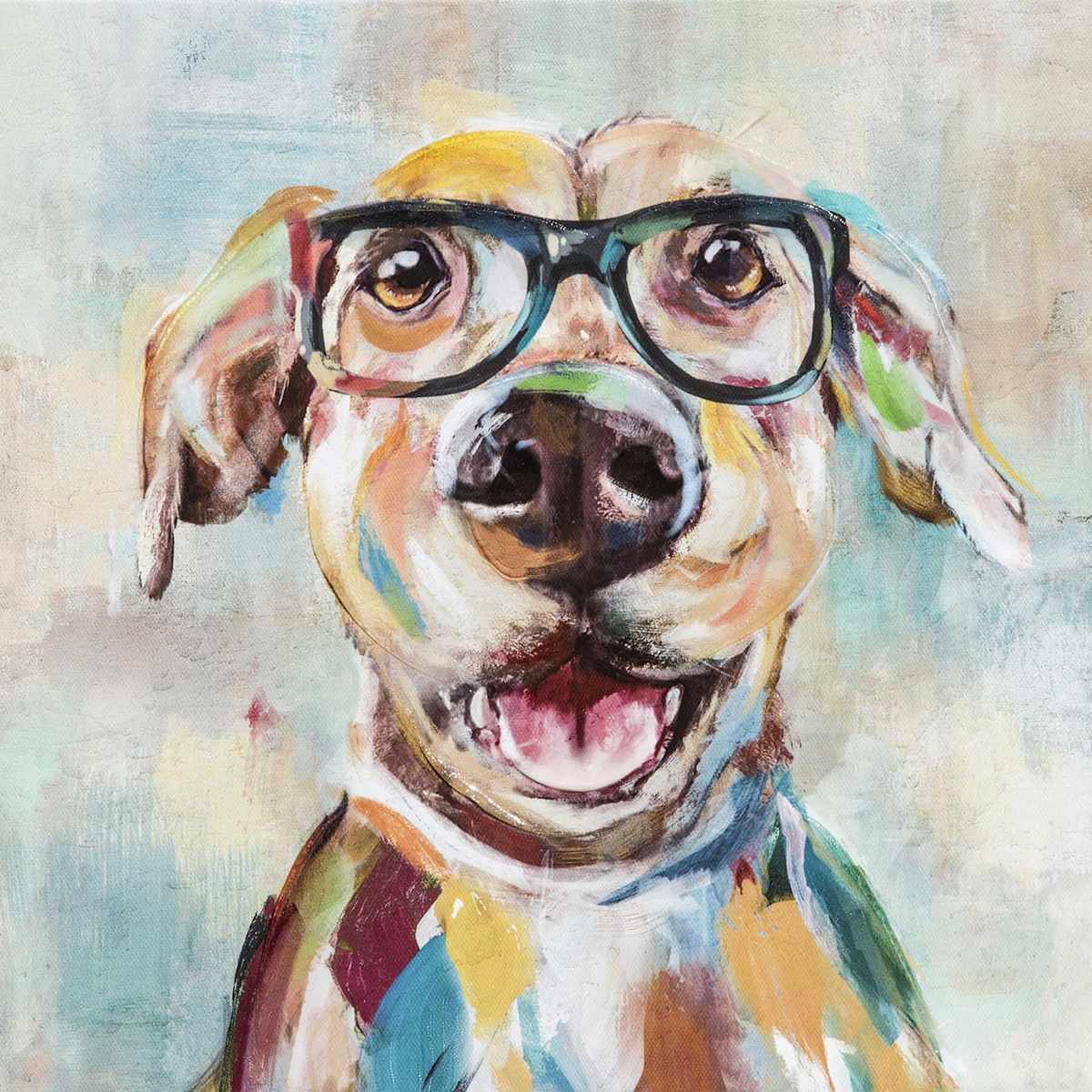 Dog with glasses canvas art 2025