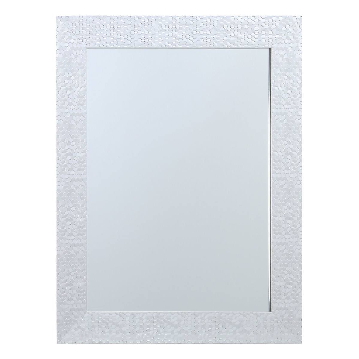 Silver Hexagon Textured Framed Rectangle Wall Mirror 22x28