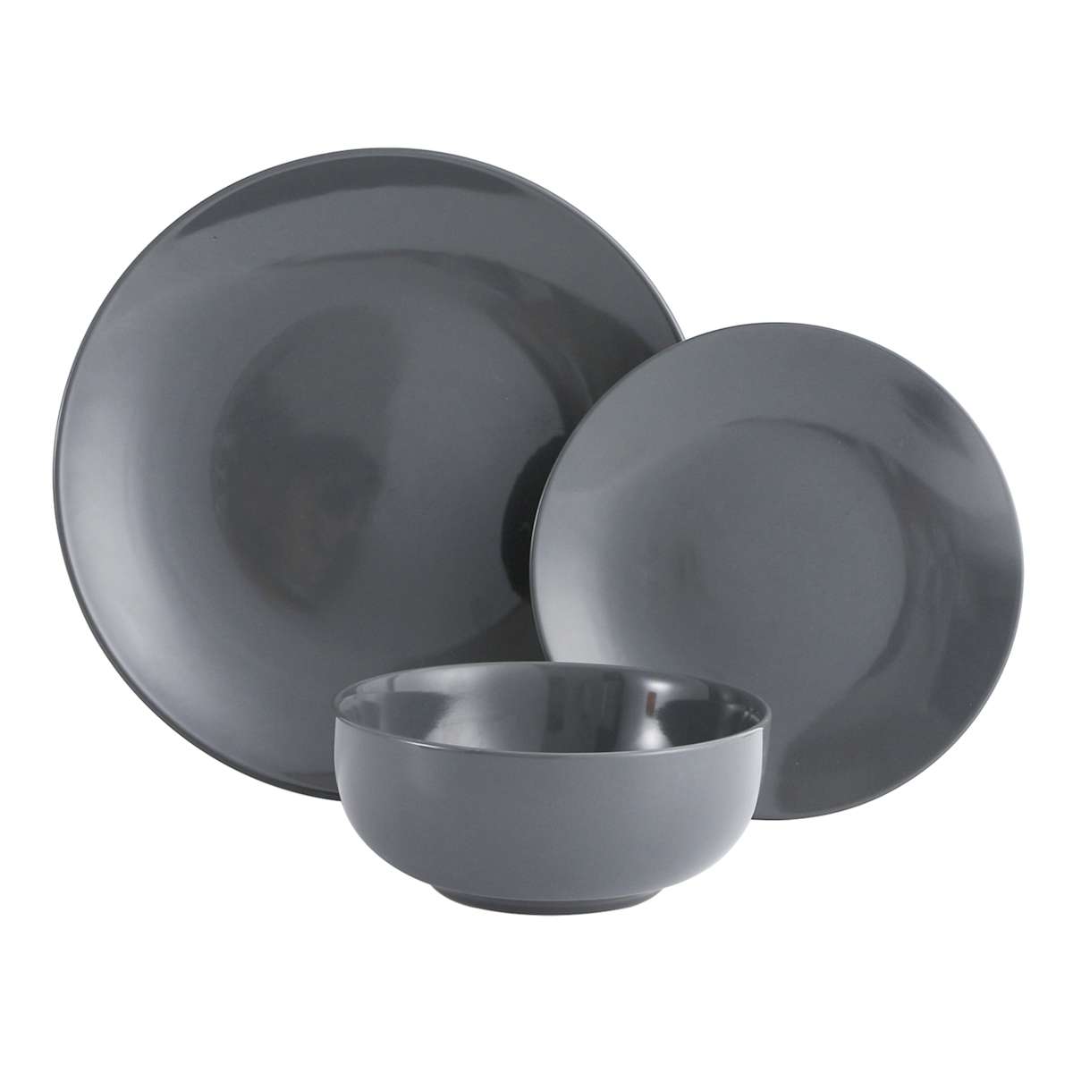 12 Piece Glendale Stoneware Dinnerware Set Dark Grey