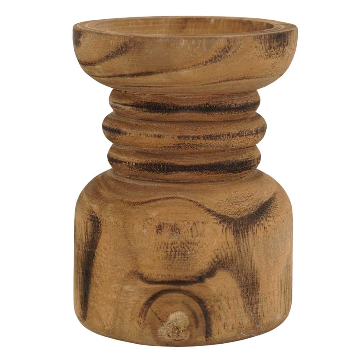 Honeybloom Natural Wood Pillar Candle Holder, 6