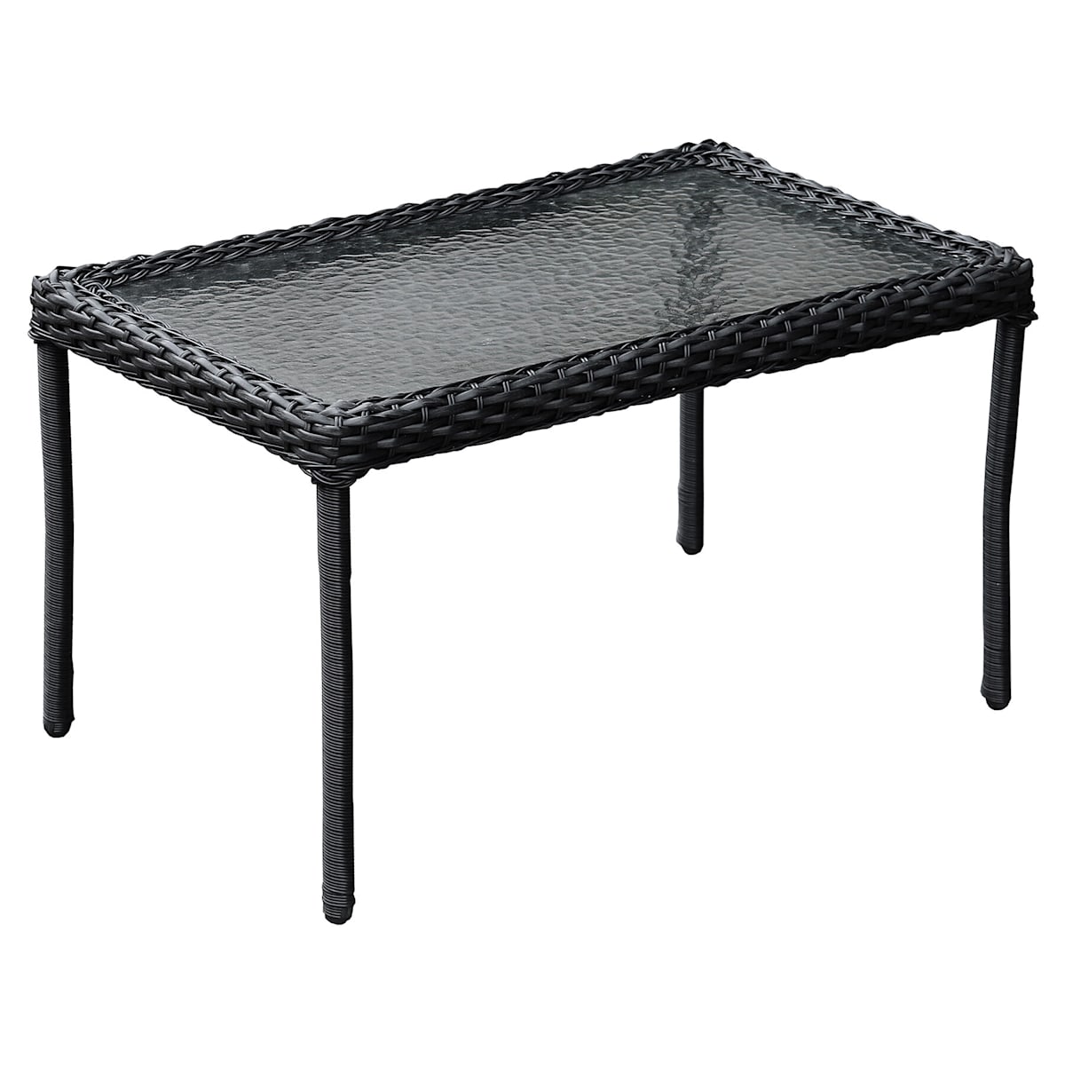 Tempered Glass Top Patio Wicker Coffee Table Black At Home