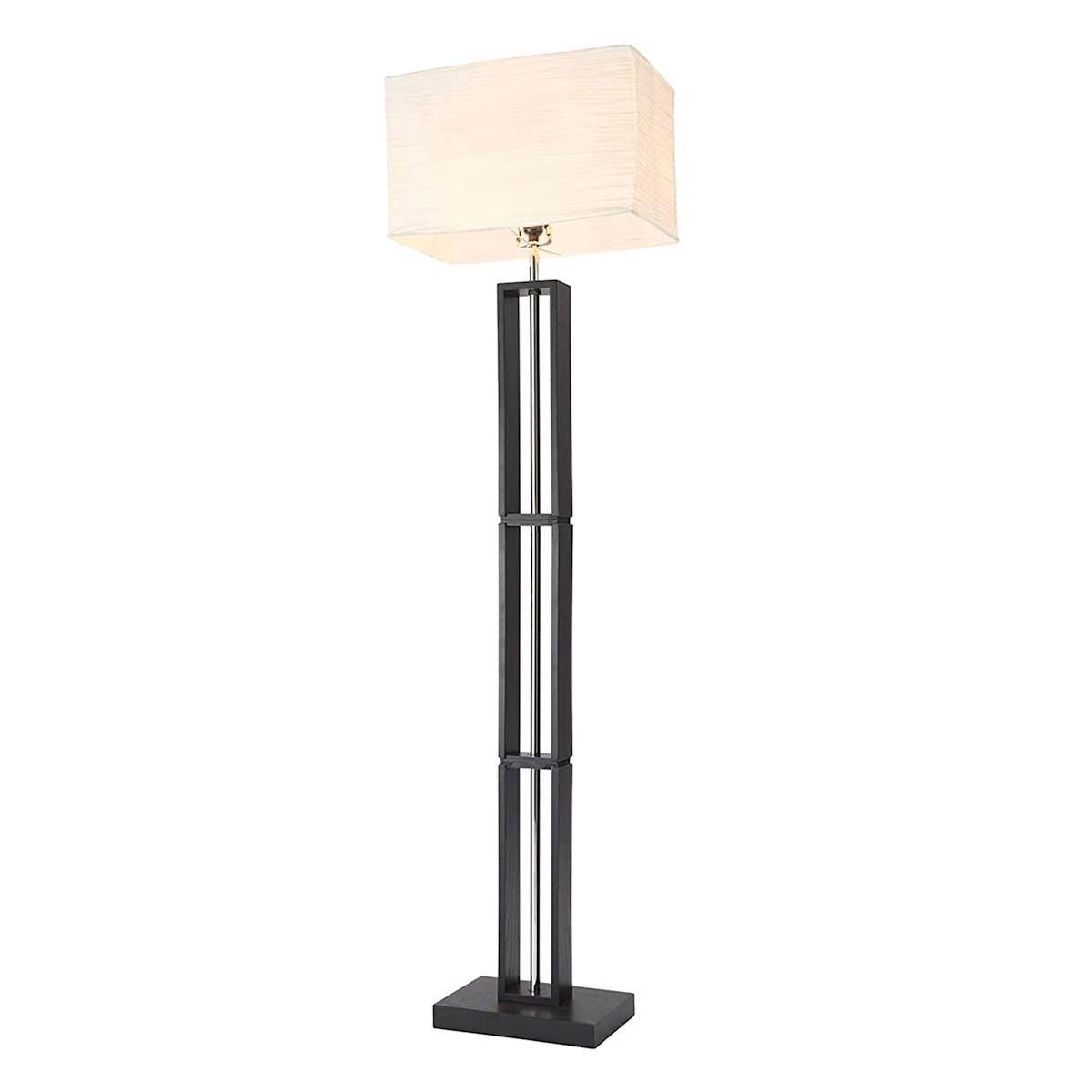at Home Black Stacked Rectangle Metal Floor Lamp with Rice Paper Shade 58