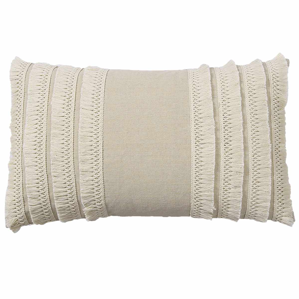 Lillian White Throw Pillow with Tassels 13x22