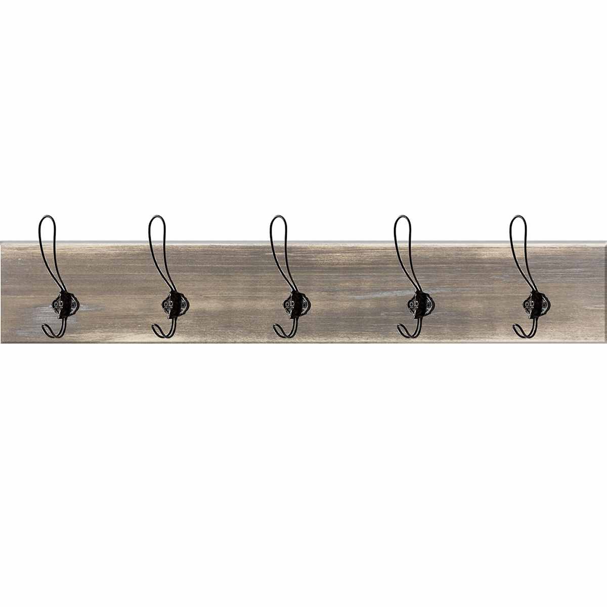5 Hook Wooden Wall Rack 6x36