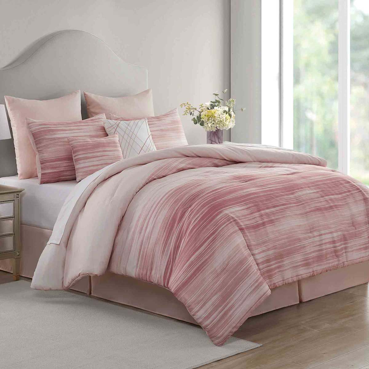 8 Piece Kiedis Blush Pink Essential Comforter Set King