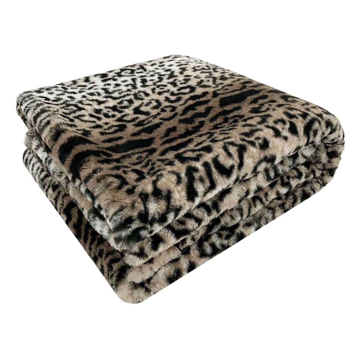 Faux Leopard Fur Throw Blanket 50x60