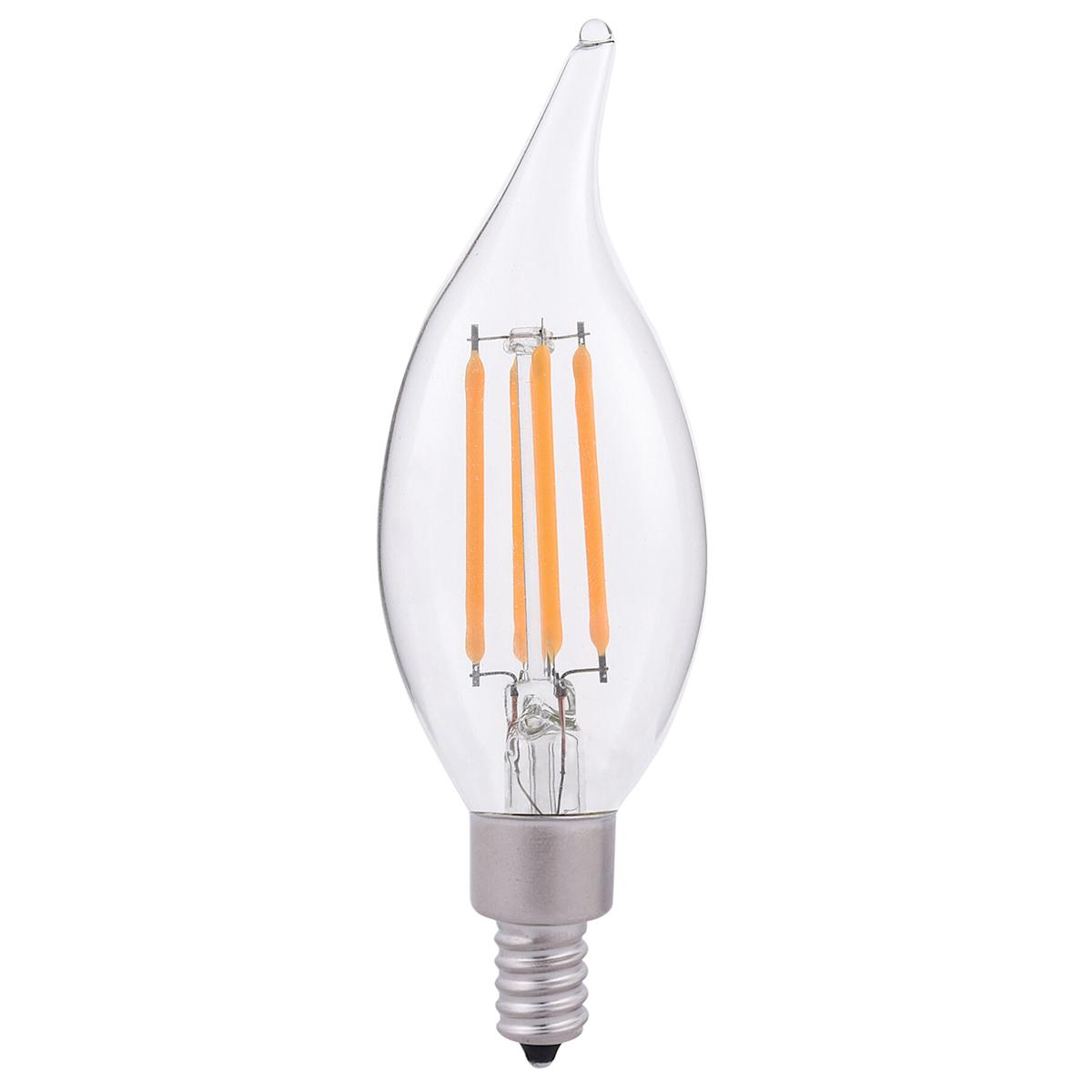 Filament Candle Bulb 4W 120V 2700K Clear Dimmer 320Lm E12 2 Pack