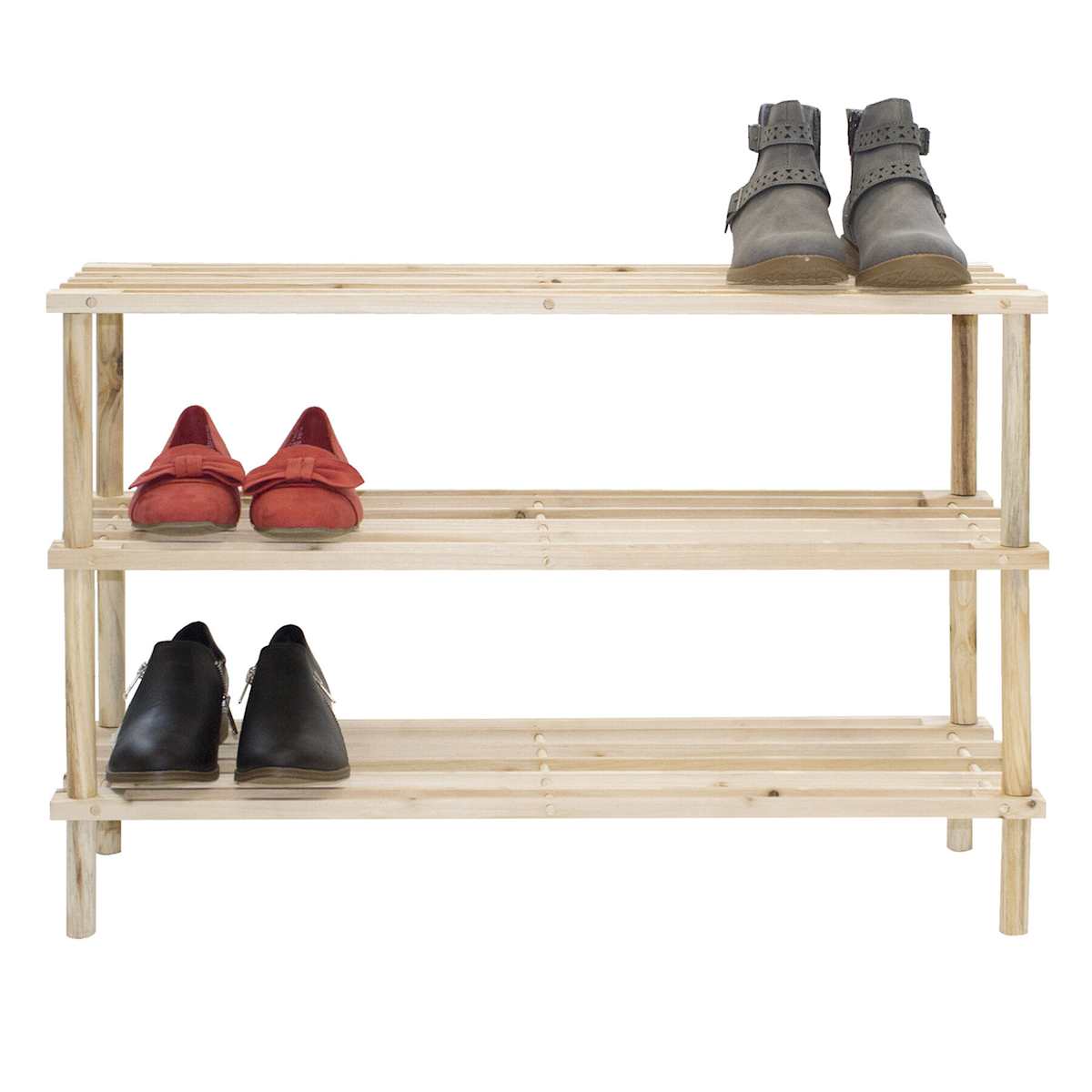 3 Tier Wooden Shoe Rack Natural