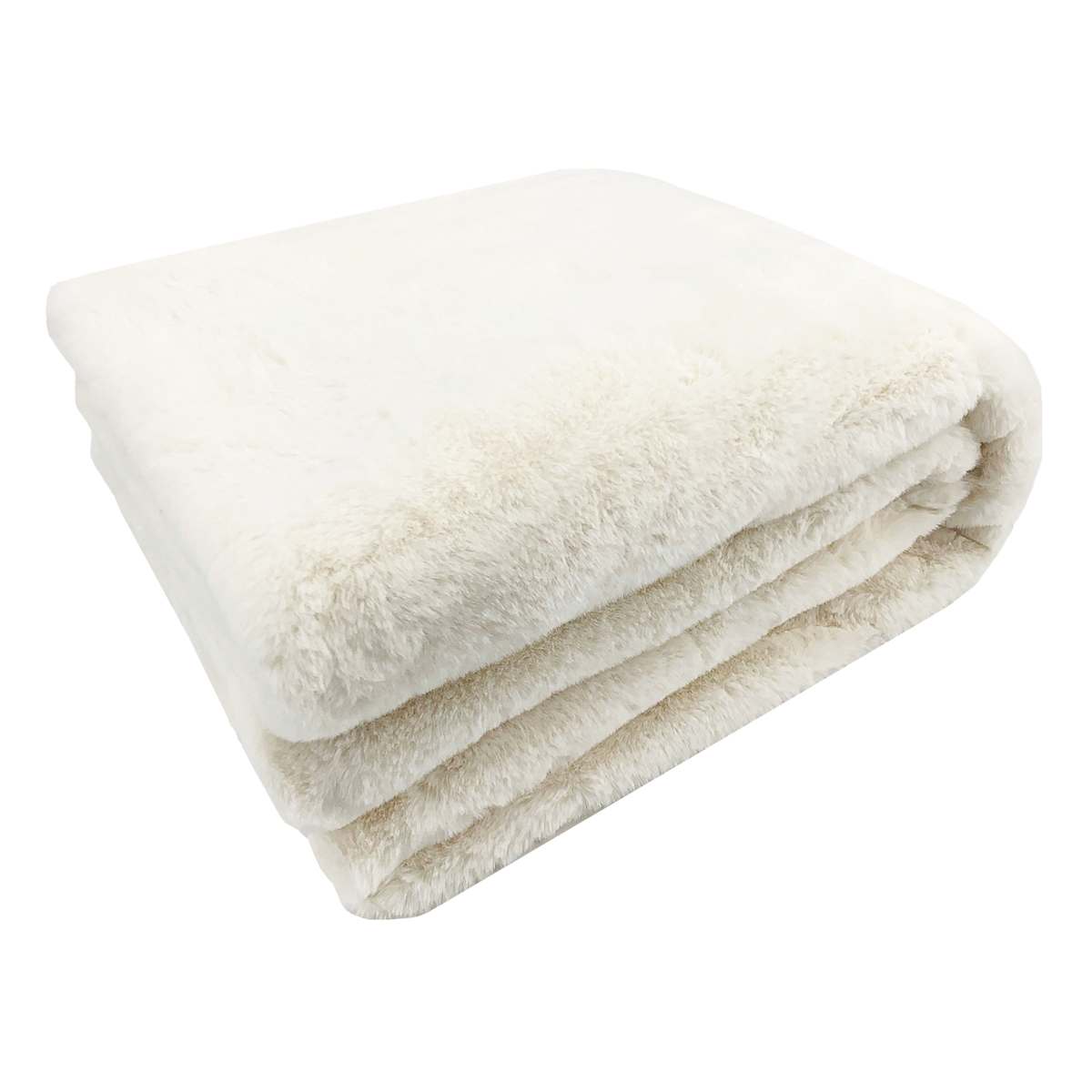 Ivory Faux Fur Throw Blanket 50x60