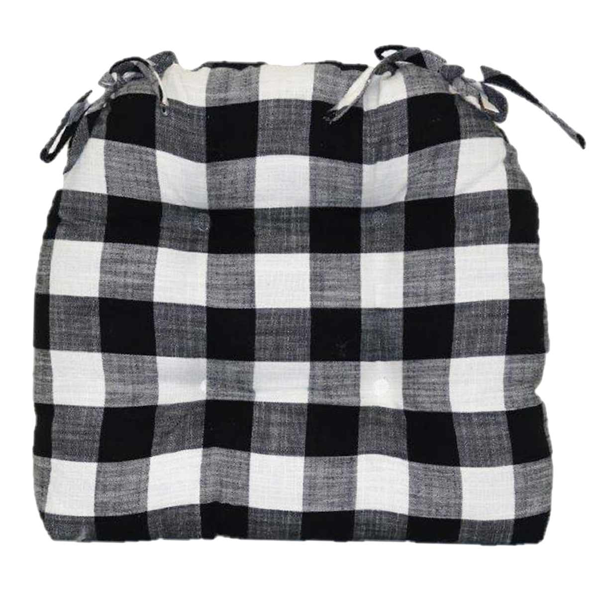 Black Cotton Buffalo Check Dining Chair Cushion