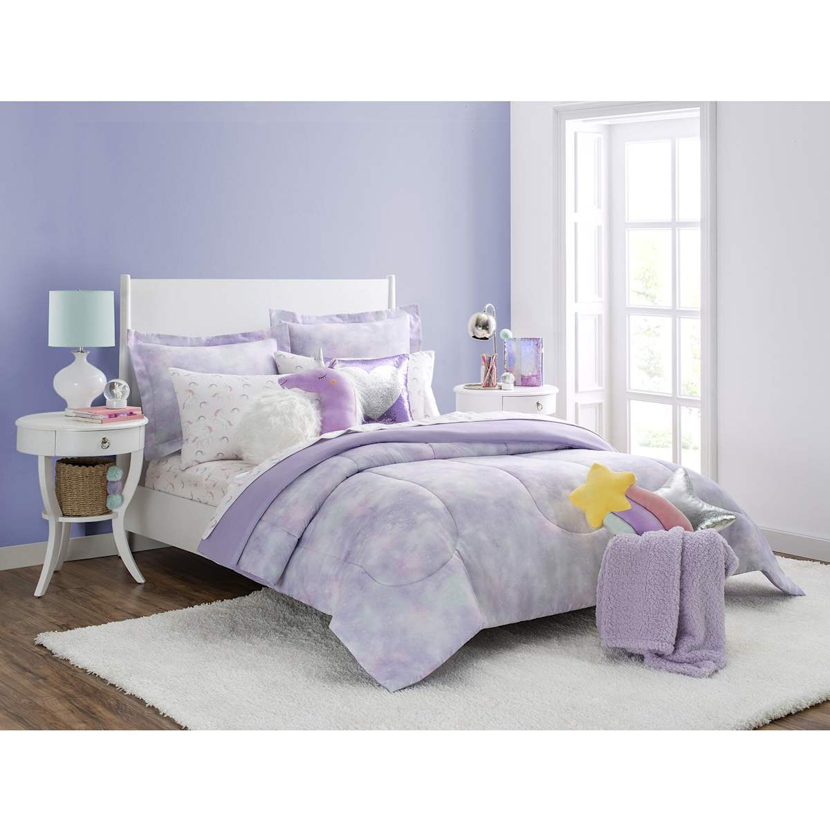 Tiny Dreamers Purple Plush Sherpa Throw Blanket 50x60