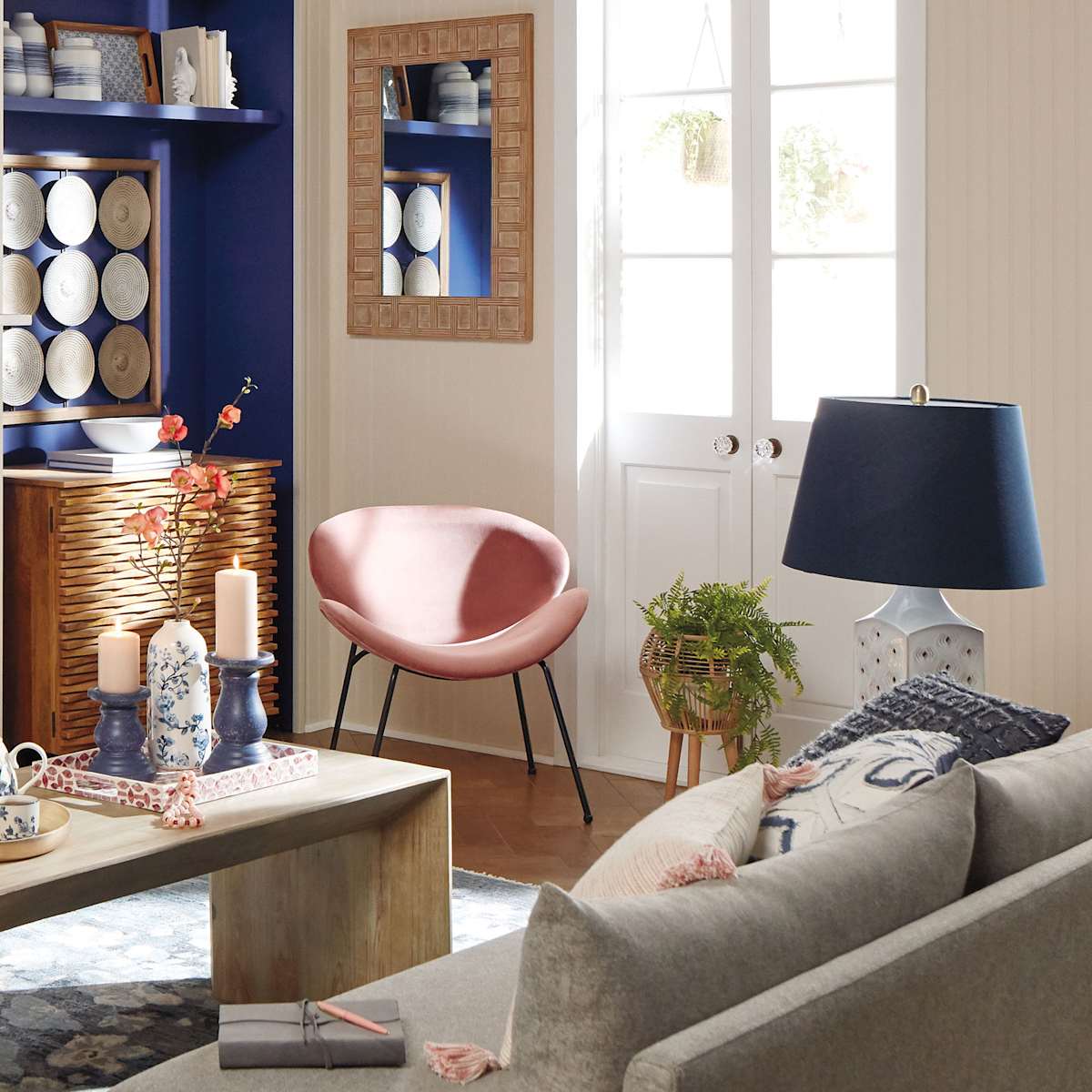 Navy Oversized Lamp Shade 12x13