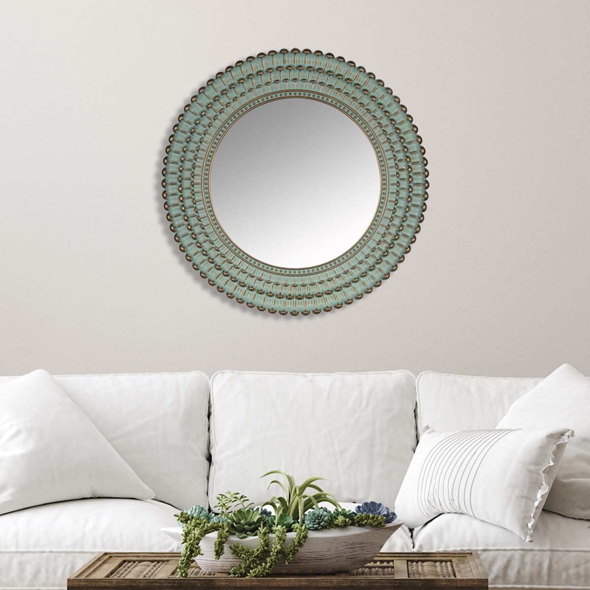 Two round mirrors on wall 2025